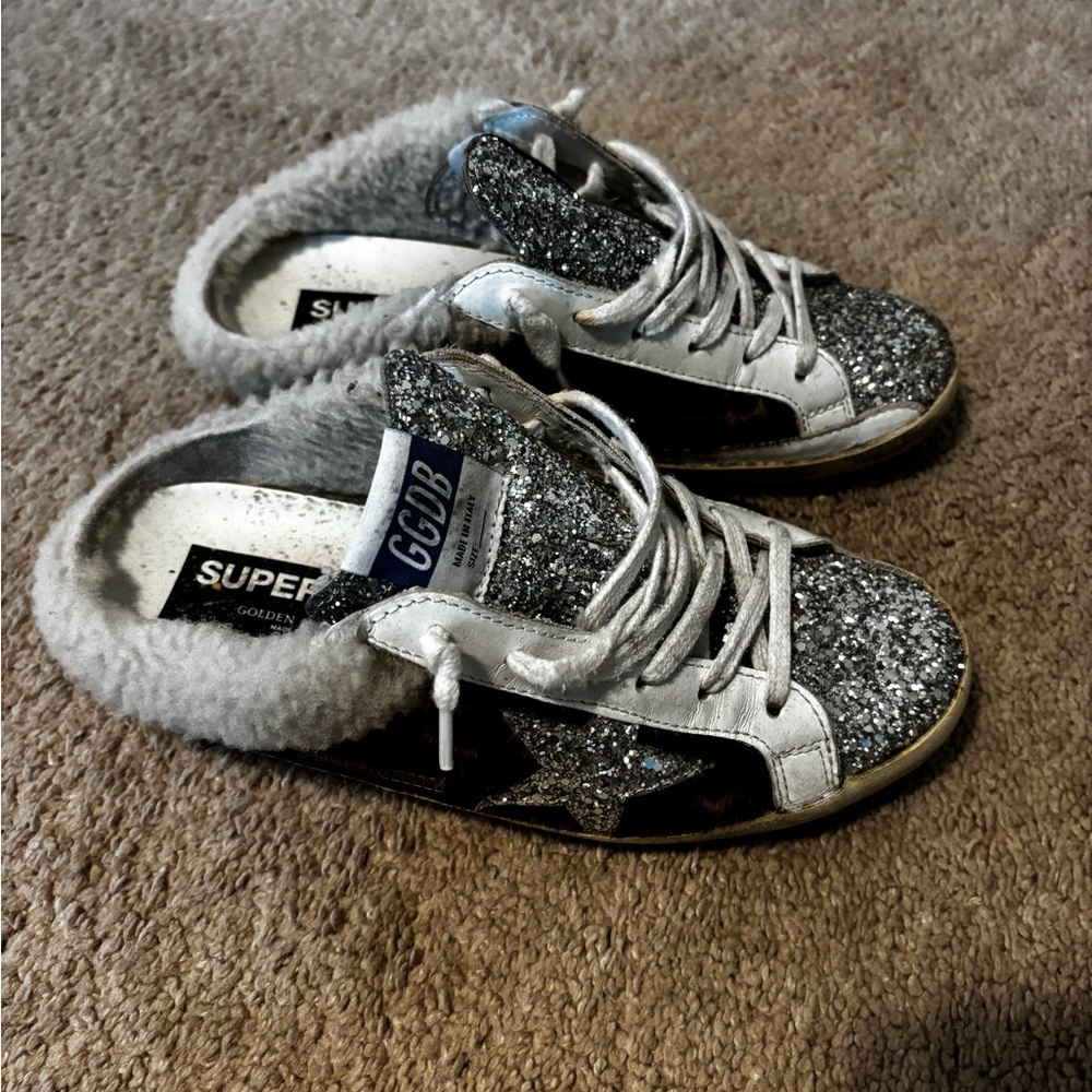 Golden Goose Silver Glitter Leopard Sneakers 38 Neiman Marcus exclusive - Picture 4 of 4